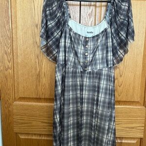 Arula Checkered Dress with Button Accents